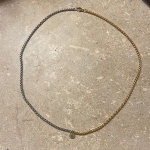 Gorjana multi color (silver & gold) 18” necklace with green stone pendant